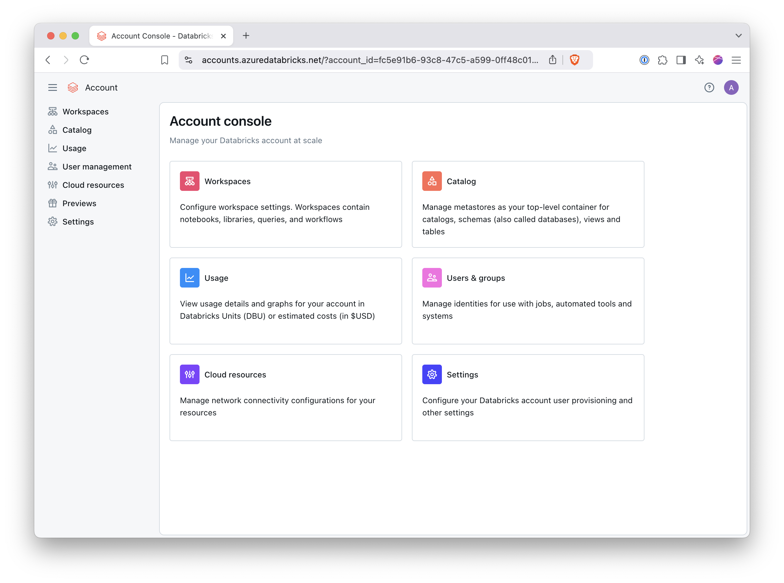 Azure Account Console